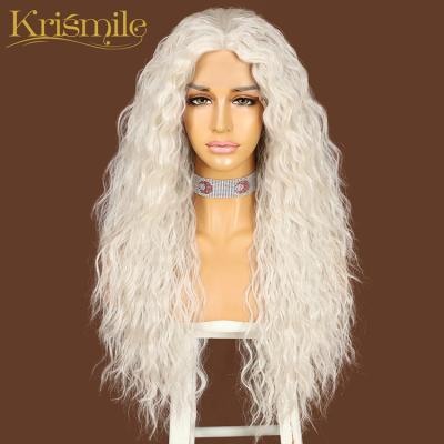 China Curly Curly Long Silver Gray Synthetic Lace Wigs For Women And Girls Comb Back Heat Resistant Fiber 26