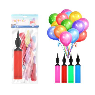 China Eco-friendly high quality manual balloon pump set macaron color balloon and plastic hand held balloon air pump for sale