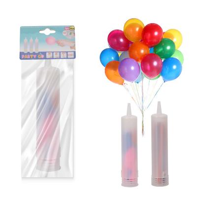 China Gift Toy white transparent hand held balloon pump manual air pump with built-in balloon for sale