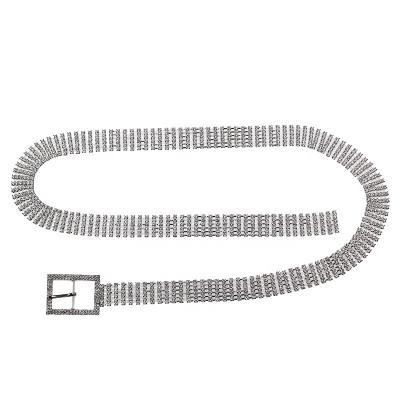 China 2020 Supply Elegant Women Ladies Chain Full Rhinestone Luxury Silver Diamond Fashion Bling Waist Belt for sale