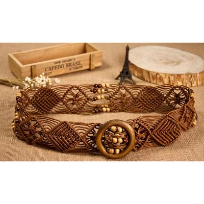 China Wholesale Decorative Fashionable Beaded Ladies Belt Wax Rope Women Waist Belts For Ladies Dress for sale