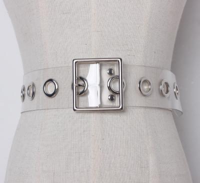 China Fashion.Casual BSCI Certified Factory Supply Silver Metal Buckles Transparent PVC Women Belt for sale