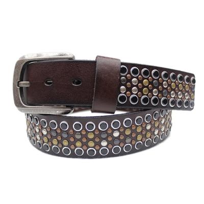 China Luxury Fashion Eco-friendly Pin Buckle Women Genuine Cow Leather Belt With Metal Rivet for sale