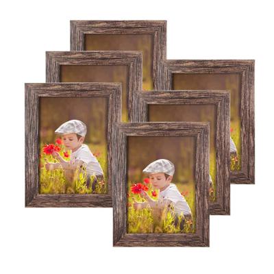 China Luxury Picture Frame 5x7 Wood Pattern Rustic Brown Picture Frames Packs 4 For Table Top Or Wall Decor for sale