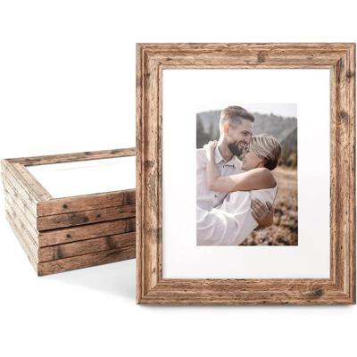 China Deluxe 8x10 Picture Frame Set Of 6, Rustic Farmhouse Picture Frames, Display Pictures 5x7 With Mat Or 8x10 Without Mat for sale