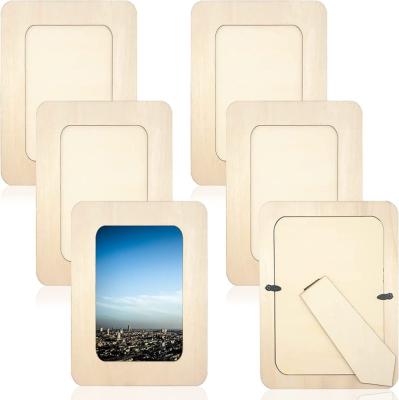 China DIY Luxury Wood Picture Frames, Unfinished Solid Wood Picture Picture Frame 7.5 x 5.5 Inch Standing Painting DIY Wood Views for sale