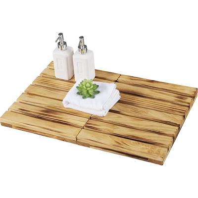 China Viable Foldable Wooden Tub Mat Non Slip Floor Shower Mat Large Safety Heavy Duty Bath Mat for Indoor or Outdoor Spa Sauna for sale