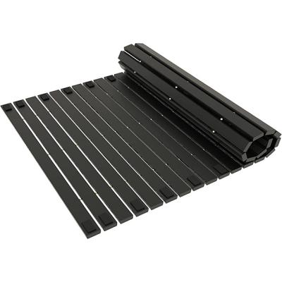 China Shower Mat Rectangular Roll-Up Non Slip Sustainable Bamboo Foldable Bathroom Mat With Back Pads 15.7 x 23.6 Inch Black for sale