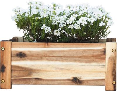 China American Style Wooden Planter Box - 17 inch Rectangular Wooden Planter for Garden, Patio, Window, Home Decor - Acacia Wood Plant Stand for Indoor for sale