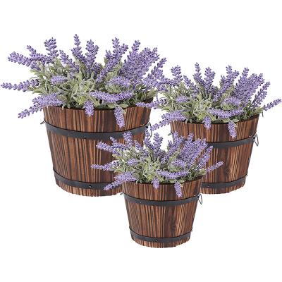 China American Style Wooden Barrels Planters Whiskey Barrels Bucket With Handle Flower Planter Plant Pots Boxes Container Water Wishing Bucket Good for sale