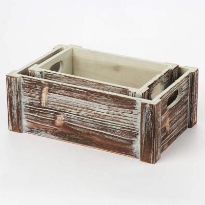 China American Style Wooden Planter Box Rectangle Wooden Planter Boxes Set of 2 Rustic Wood Window Box for Garden Plants Flower Succulent Grass for sale