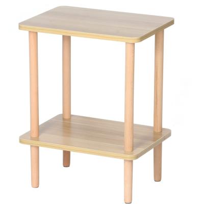 China Tall (Height) Adjustable Side Table 2-Tier End Table With Storage Rack Wooden Nightstand Bedside Table For Living Room Bedroom Office for sale