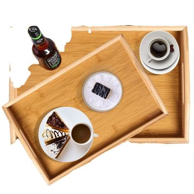 China Sustainable 2 Pack Bamboo Serving Tray with Handles, Portable Bed Tray for Breakfast Dinner, Eating Trays for Living Room, Restaurants for sale