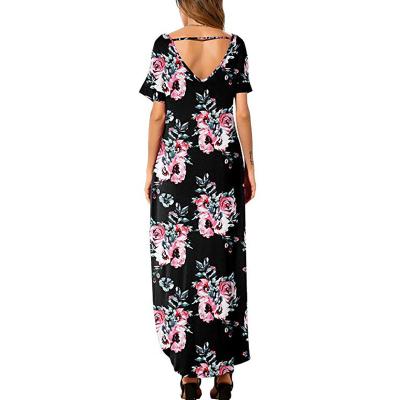 China New Lady High Quality Anti-Static Casual Floral Print Bohemian Maxi Dress for sale