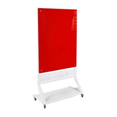 China School Dry Erase Enrollment Board Office Movable Magnetic Glass Whiteboard With Wheels Stand Up Glass Dry Erase Magnetic Enrollment Board for sale