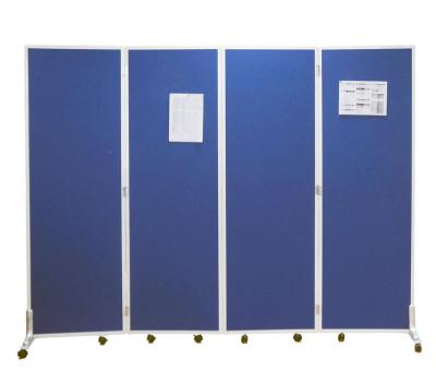 China CLASSIC blue fabric folded screen with wheels folding screen for sale