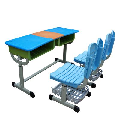 China School Traditional ABS Plastic Double Person Desk And Steel Stand Desk And Chair for sale