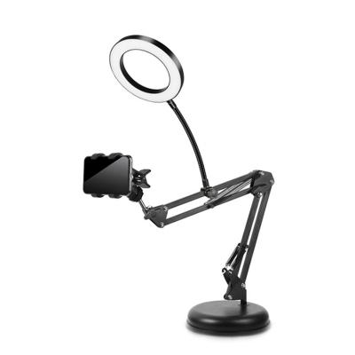 China 6 Inch LED Camera Light Stand 6 Inch Beauty Makeup Light Selfie Adjustable Phone Desk Multi-Function Cantilever Stand Flat Camera Light Stand for sale