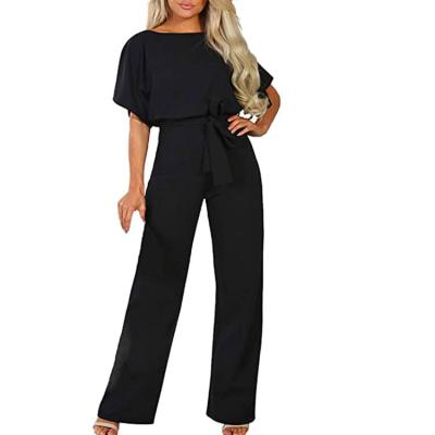 China QUICK DRY Custom Women Office Clothes Black And Blue Ladies Casual Plus Size Overalls With Belt for sale