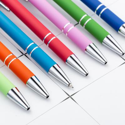 China Press Ball Pen Customized Metal Pen 1mm Press Gift Plastic Advertising Aluminum Ballpoint Pens For Men Women Office Retractable Pens for sale