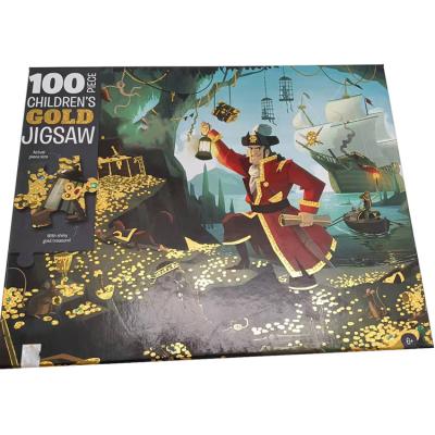 China 100 Pieces Children's Jigsaw Gold Piece Cartoon Life Size Toy With Shining Gold Treasure Pirate Treasure for sale