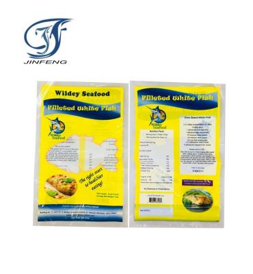 China Moisture Proof Fish Packaging Custom Printed Three Side Sealed Bag With Clear Window for sale