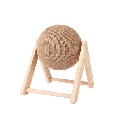 China Viable Hot Selling Cat Scratching Ball Wooden Holder Cat Scratcher Pet Cat Scratcher Toy for sale