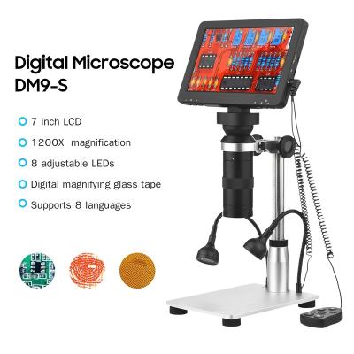 China 1200X 1080P USB Inspection Repair Mobile High Definition Large Electronic Price 7inch LCD Display USB Digital Microscope for sale