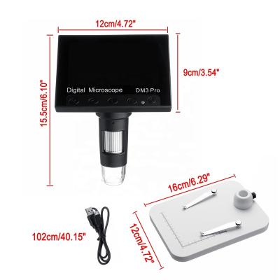 China Cheap Price 2MP 1-1200X Digital Camera Microscope Soldering 500X 1000X USB Electronic Microscope 4.3 Inch High Screen for sale