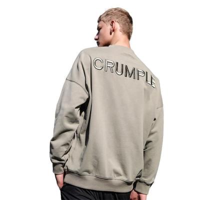 China QYOURE Waterproof Custom Printed Terry French Cotton Embroidered Men's Sweatshirts Wholesale Loose Thick Casual Crewneck Hoodies for sale