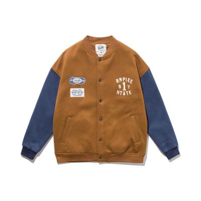 China QYOURE Custom QUICK DRY Two Tone Different Colors Print Two Tone Woolen Varsity Baseball Jacket For Men for sale