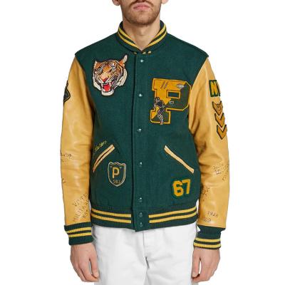 China QYOURECLO Logo Men's Sleeves Custom QUICK DRY Satin Letterman Baseball Jackets Cheap Genuine Leather for sale