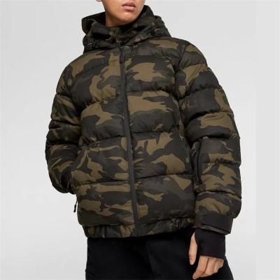 China QYOURECLO Logo Windbreaker Winter Bomber Men's Custom QUICK DRY Army Camouflage Bubble Camouflage Stripper Jacket for sale