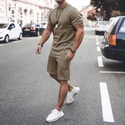 China QYOURECLO Viable Logo Terry Cloth Fitness Gym Summer Custom Made Young Men Wear Two Piece Joggers Shortly Set for sale