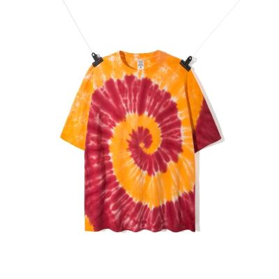 China Anti-wrinkle QYOURE MTS20 Cutsom Printing OEM Tiedye Summer Short Sleeve Oversized 100% Cotton Fabric Men Tie Dye Tees for sale