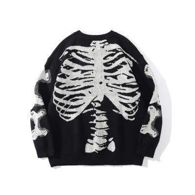 China QYOURECLO Breathable Custom Designer Sueter Streetwear Luxury Loose Oversized Men's Pullover Skull Jacquard Sweater for sale