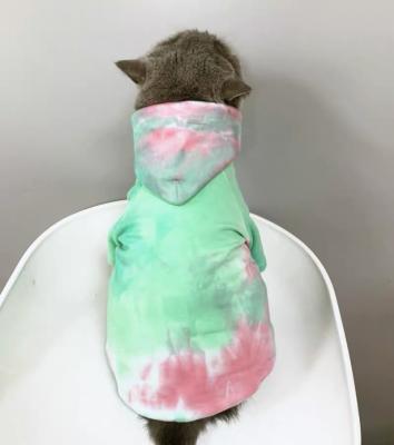 China QYOURE Designer Dog Cat Puppy Cotton Summer Luxury Custom Viable Tie Dye Pattern Jackets Clothing Pet Clothes Dog Hoodies for sale