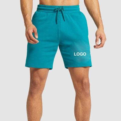 China Custom Anti-wrinkle QYOURECLO white cotton fleece board sports fabric unisex bodybuilding boys graphic logo shorts for sale