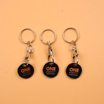 China As Your Design One Euro ABS Plastic Custom Design Supermarket Shopping Trolley Coin Keyring Token Key Chain Keyholder For Promotion for sale