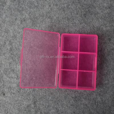 China Non-Toxic Pulm Material Color 6 Compartment Plastic Mini Pill Box for sale