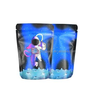 China Disposable 3.5 Mylar Bags Smell Proof Cartoon Designer Mylar Bag Spaceman Ziplock Blue for sale