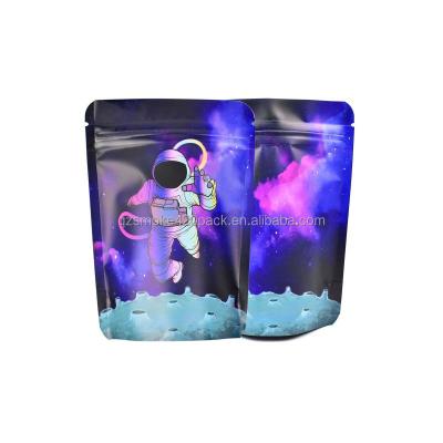 China Disposable 3.5 Space Mylar Bags Custom Design Printed Baggies Astronaut Purple for sale