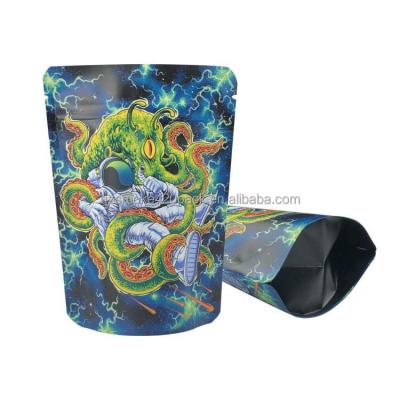 China New Disposable Trending Ziplock Resealable Design Amazon Smell Proof Printing Matte Metallic Spaceman 3.5 Gram Mylar Bag for sale