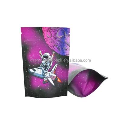 China New Disposable In Stock Smell Proof 3.5 Grams Aluminum Foil Plastic Design Printing Soft Touch Astronaut Space Cake Printed Mylar Bags for sale