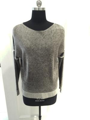 China Long Sleeve Ladies Cashmere Sweaters Pullover With Hot Fix Rhinestone Computer Knitted for sale