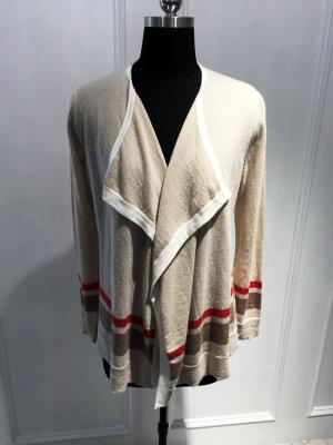 China Anti Shrink Ladies Cashmere Sweaters Cardigan Contrast Color Long Sleeve 195 g weight for sale