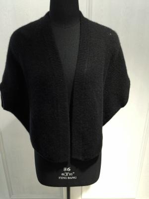 China Open Cashmere Cardigan Sweater for Women  , Short Sleeve Black Poncho Sweater OEM for sale