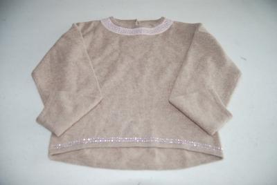 China Pure Cashmere Long Sleeve Kids Knitted Sweater With Hot Fix Rhinestones Cotton Tape for sale