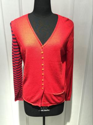 China Wool Cashmere Ladies Cardigan Sweater Deep V Neck Long Sleeve Small Gauge 14gg for sale