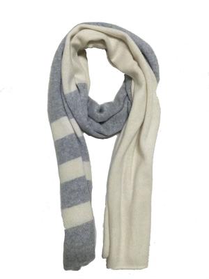 China Knitting Patterns Accessories Grey Striped Scarf With 2/18nm Spinning Yarn 100% Pure Cashmere for sale